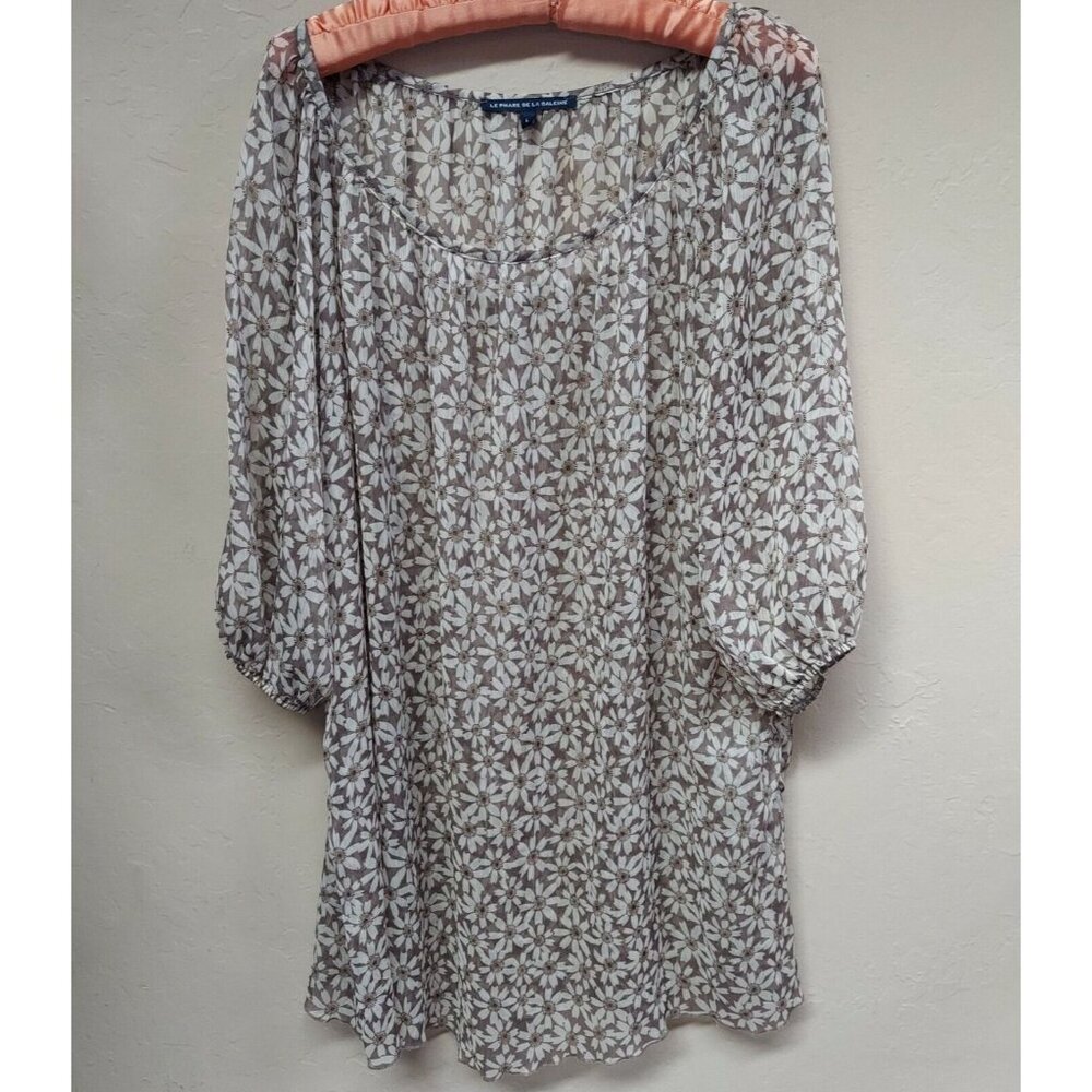 Anthropologie Le Phare De La Baleine Womens 3/4 Sleeves Floral Tunic Top Large